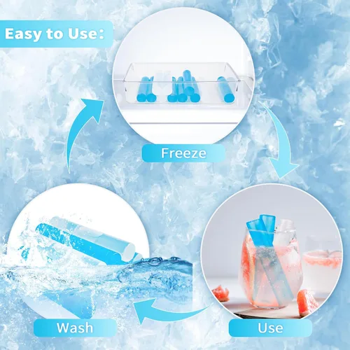 Miniatura 4 de Paquete de 12 cubitos de hielo reutilizables para bebidas, botella de agua reutilizable de congelación rápida, sin BPA, cubos de hielo de plástico