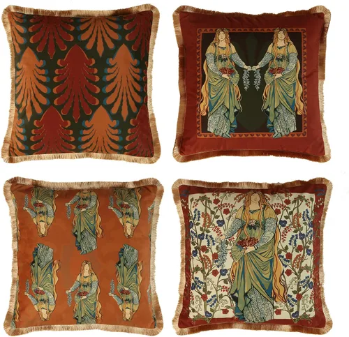 patdrea Fundas de almohada de terciopelo vintage de diseño 18x18 pulgadas, colección de personajes de civilizaciones antiguas, fundas cuadradas