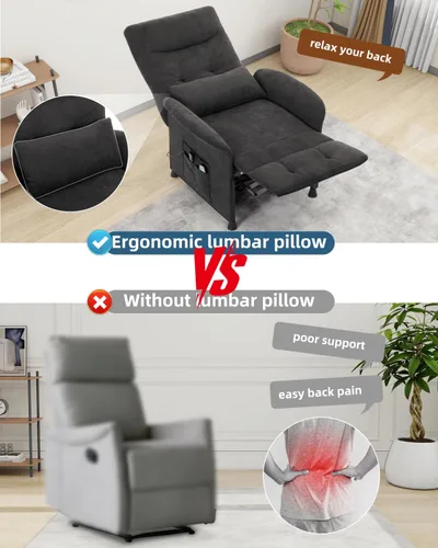 Miniatura 7 de Silla reclinable eléctrica para adultos, sofá reclinable eléctrico con masaje térmico y vibración, reclinable ajustable con bolsillo lateral