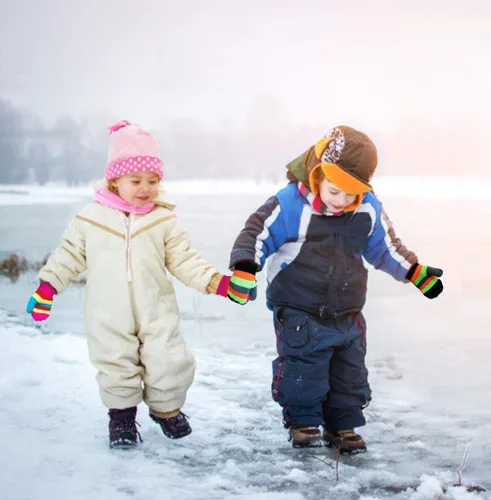 Miniatura 2 de Guantes para niños, guantes elásticos mágicos, 8 pares, antideslizantes para niños, guantes de invierno de punto para niños y niñas