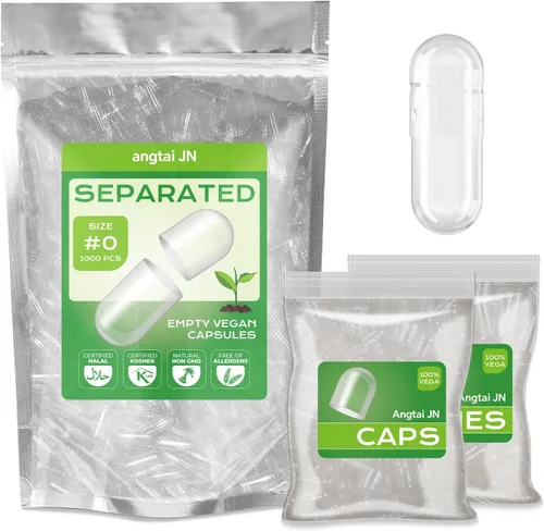 Miniatura 9 de Cápsulas veganas separadas tamaño 0 cápsulas vacías a base de plantas transparentes (200 cápsulas + 200 cuerpos), sin gluten, sin OMG, kit