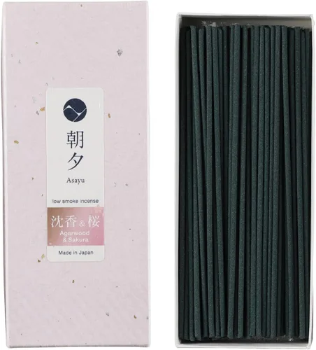 Miniatura 11 de Asayu Japan Varitas de incienso con bajo humo para meditación matutina o nocturna, relax o yoga, hecho en Japón 1.41 oz - Jardín Zen japonés