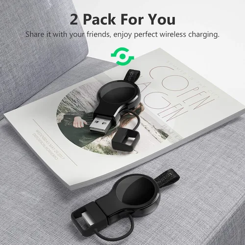 Miniatura 4 de Cargador inalámbrico para Apple Watch, cargador inalámbrico portátil, cargador inalámbrico de viaje, carga inalámbrica magnética compatible con Negro