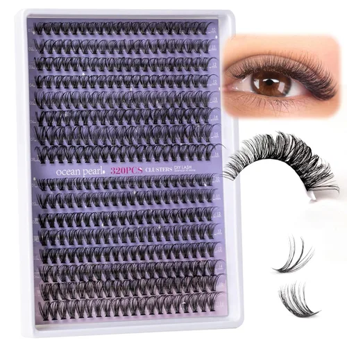 Miniatura 4 de Extensiones de Pestañas 320 Piezas, Pestañas Individuales en Racimo Natural, Extensiones de Pestañas DIY, Extensiones de Pestañas en Racimo, 320