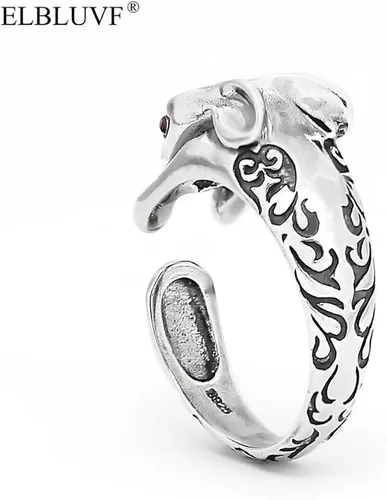 Miniatura 7 de ELBLUVF 925 Sterling Silver Bunny Rabbit Animal Adjustable Ring Jewelry for Women