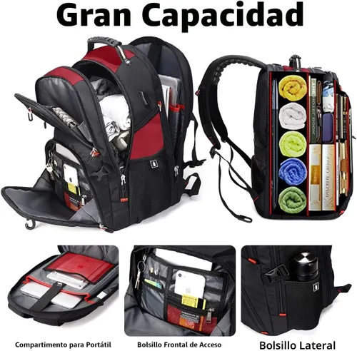 Miniatura 2 de SHRRADOO Mochila de viaje extragrande para laptop de 50L con puerto de carga USB, mochila para universidad y escuela secundaria, bolsa de trabajo