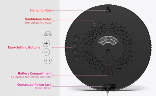 Miniatura 4 de Reloj de pared digital con gran pantalla LED, fecha, temperatura, brillo automático Pequeño reloj [ENCHUFE] Reloj de pared eléctrico moderno