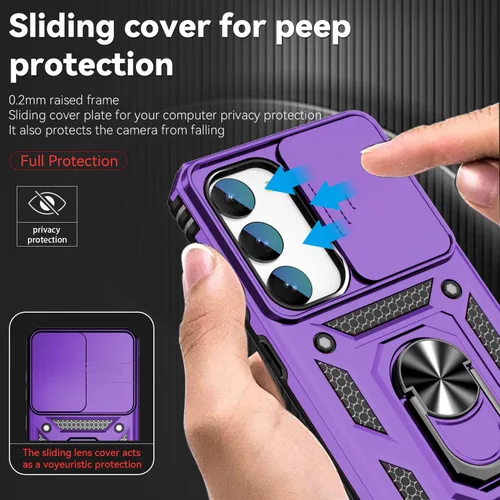 Miniatura 2 de SunStory Funda para Samsung Galaxy S23 con protector de pantalla HD, funda para cámara deslizante y soporte de anillo giratorio, grado militar 2
