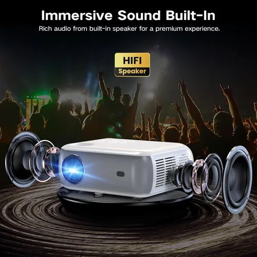 Miniatura 5 de GROVIEW Native - Proyector Bluetooth 1080P, mini proyector portátil de cine en casa con altavoz integrado, compatible con PS5/Switch/USB para Gris