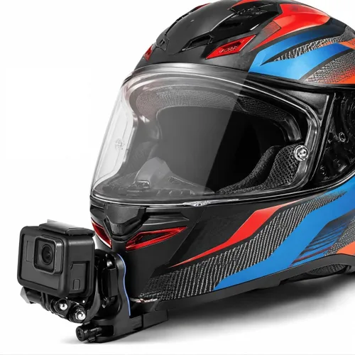 Soporte de barbilla para casco de motocicleta, soporte de cámara de acción con base de zapata fría, clip de silicona antideslizante para casco