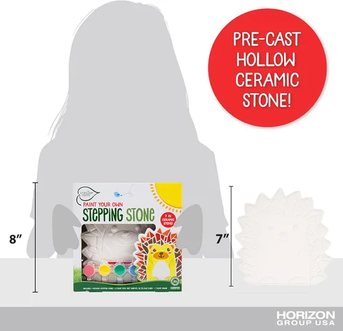 Miniatura 4 de Creative Roots Piedra de mosaico con erizo para escalonar, incluye piedra de cerámica de 7 pulgadas y 6 pinturas vibrantes, kit de piedras