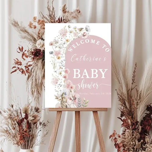 Miniatura 3 de Señal de Bienvenida para Baby Shower Niña, Señal Personalizada para Baby Shower, Señal de Patio para Fiesta de Baby Shower, Banner de Bienvenida