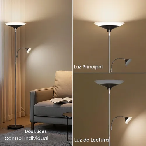 Miniatura 4 de SIBRILLE Lámpara de pie Torchiere 2 en 1 mejorada, lámpara de pie regulable con control remoto y táctil, luz de lectura de piso ajustable de brillo
