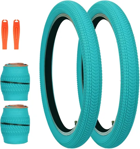 Miniatura 11 de Neumático de bicicleta de 14, 16, 20, 24, 26 x 2.125, paquete de 2 neumáticos de bicicleta para niños, neumáticos de repuesto plegables para la Rojo