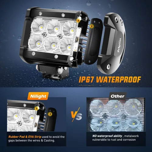 Miniatura 4 de Nilight Barra de luz LED, 18 W, 1260 lm, todo terreno, conducción, antiniebla, iluminación de trabajo para camioneta, tractor, camioneta, barco