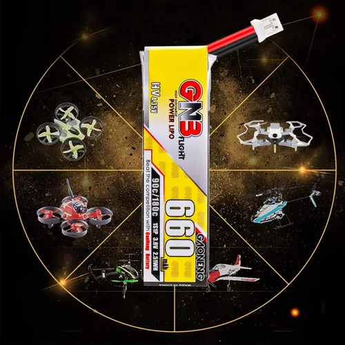 Miniatura 4 de Crazepony Batería LiPo de 660 mAh, 4 baterías LiHV de 3.8 V 90C/180C JST-PH2.0 conector para Eachines Trashcan Emax Tinyhawk Freestyle II Snapper7