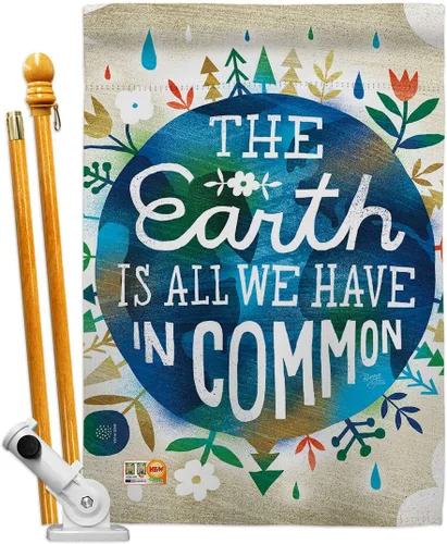 Breeze Decor HS115141-BO Earth in Common Inspirsion - Juego de bandera vertical decorativa para casa, 28.0 x 39.8 in con mástil, multicolor