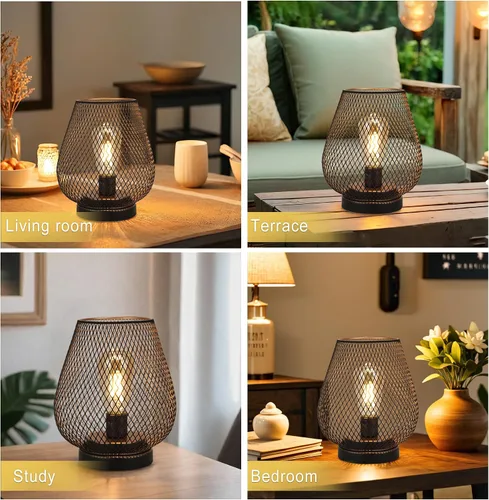 Miniatura 7 de JHY DESIGN Juego de 2 faroles LED de jaula de metal alimentados por batería, luz de acento inalámbrica con LED y temporizador de 6 horas, ideal
