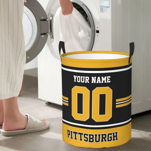 Miniatura 6 de Cesta de lavandería personalizada de Pittsburgh, cesta de lavandería personalizada con nombre y número, cesta de almacenamiento plegable