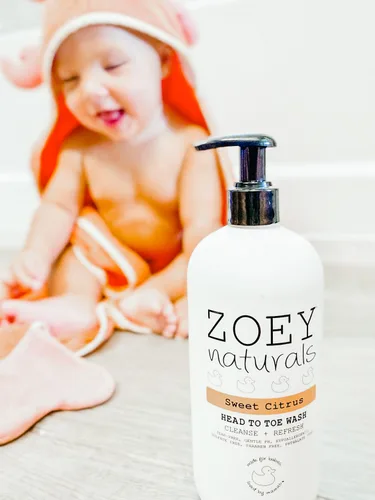 Miniatura 3 de Zoey Naturals Sweet Citrus Baby Wash & Shampoo, hecho para pieles sensibles, sin lágrimas, sin parabenos, todo natural, fabricado en los Estados