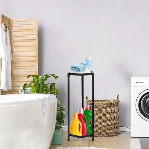 Miniatura 7 de Soporte para plantas de 2 niveles para interiores, soporte alto escalonado de esquina negra para múltiples plantas al aire libre, soportes de metal