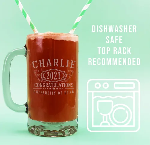 Miniatura 3 de Taza de cerveza de vidrio grabada personalizada de 16 onzas, taza de cerveza personalizada para hombres, regalos de cumpleaños 40 para hermano, taza