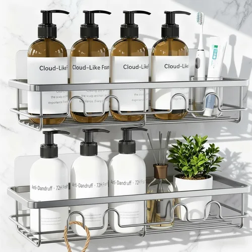 Miniatura 11 de Organizador de Ducha Adhesivo, Estantes de Ducha de Gran Capacidad para Interior de Ducha, Organizador y Almacenamiento de Ducha de Baño Sin
