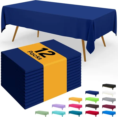 Miniatura 101 de Smiry - Juego de 6 manteles desechables, 54 x 78 pulgadas, manteles impermeables rectangulares para fiestas, cubierta de mesa de plástico