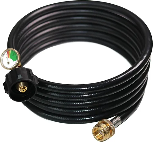 Miniatura 7 de DOZYANT Adaptador de manguera trenzada de acero inoxidable de 6 pies con medidor de tanque, convertidor de propano de 1 libra a 20 libras