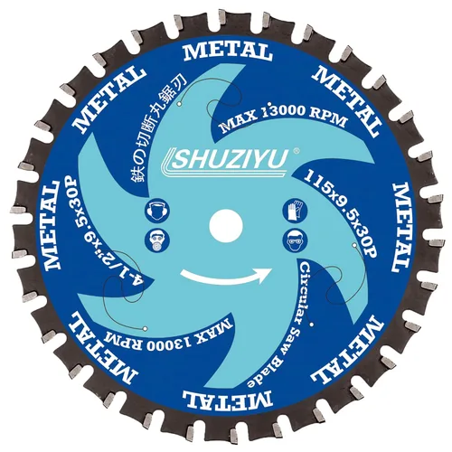 Miniatura 2 de 4-1/2" (115mm)-30T, hoja de sierra circular de trabajo de metal, eje 3/8 "(9.5mm), uso en todas las marcas de sierra inalámbrica de eje de 0.374 in