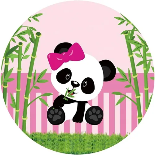 Miniatura 4 de Renaiss Fundas de fondo redondas de 3 x 3 pies para sesión de fotos, retratos de niños, Bamboo Grove, rayas rosas, fondo de fotografía, baby shower