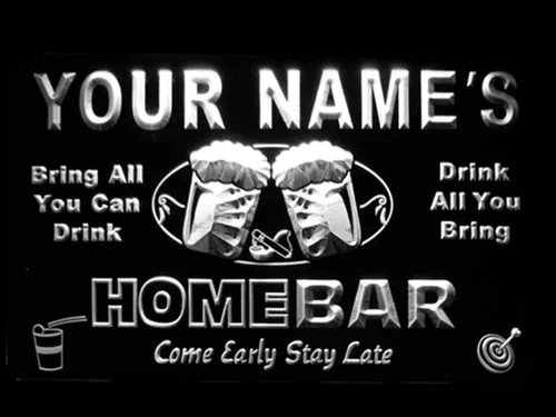 Letrero luminoso Custom Home Bar Beer de neón; personalizado con nombre Blanco