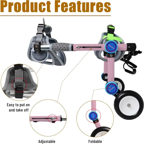 Miniatura 4 de Silla de ruedas ajustable para perros para patas traseras, soporte de movilidad, silla de ruedas ligera para mascotas con patas traseras