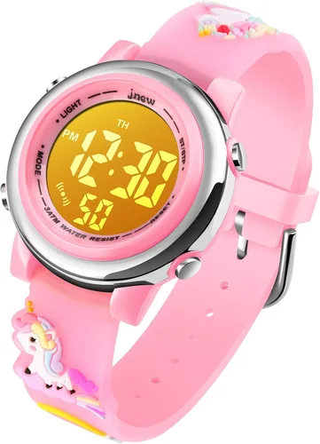 Kids Watch Girls Age 3-10 - Upgrade 3D Cute Unicorn Cartoon 7 Color Lights Digital Waterproof Sports Outdoor LED Watches with Alarm Stopwatch for