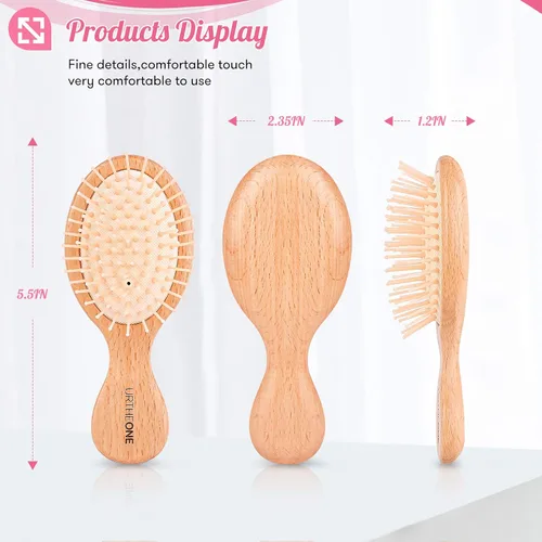 Miniatura 4 de Mini cepillo de pelo, cepillo desenredante para cabello grueso, rizado, fino, largo, corto, húmedo o seco, cepillo de viaje pequeño de bolsillo