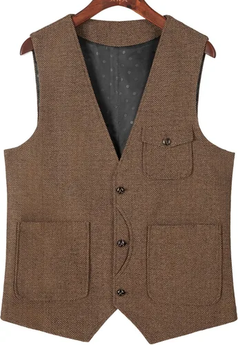 Miniatura 5 de Chalecos casuales para hombre, chalecos de tweed, chaleco vintage retro de espiga