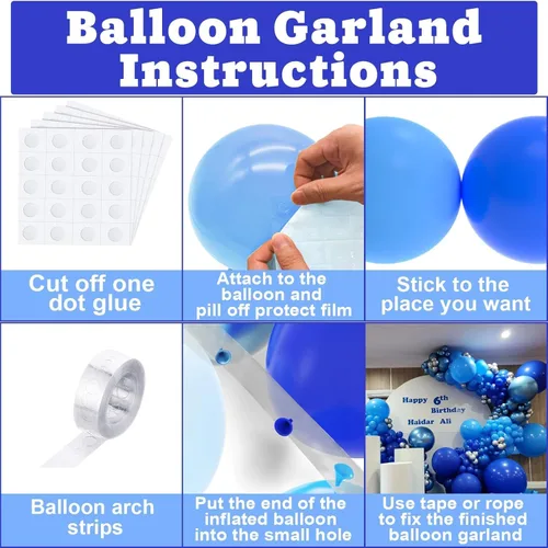 Miniatura 5 de NISOCY Kit de Arco de Guirnalda de 124 Globos Azules, 18 Pulgadas 12 Pulgadas 10 Pulgadas 5 Pulgadas Globos Azul Claro para Bebé Azul Real Azul