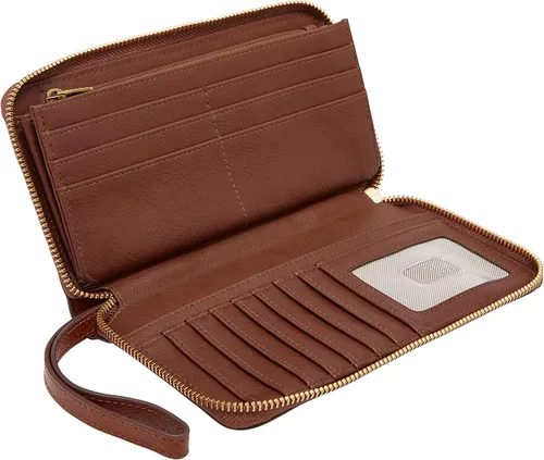 Miniatura 6 de Fossil Liza - Cartera de cuero con cremallera alrededor para mujer con correa retráctil para la muñeca