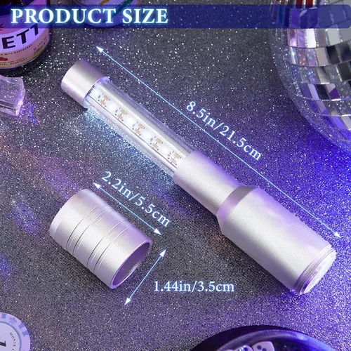 Miniatura 2 de Lewtemi 4 piezas de luces de botella para niña, luces estroboscópicas de servicio de botella de batón, recargables, champán, bengalas de mano