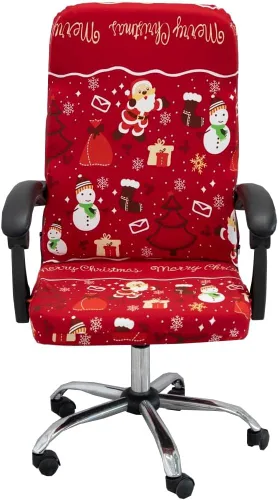 Miniatura 11 de Fundas navideñas para silla de oficina, funda protectora universal elástica para silla de jefe de respaldo alto moderno y sencillo (XMAS01, L)
