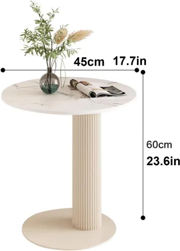Miniatura 2 de Sude Table Mesa auxiliar auxiliar para sala de estar, mesa auxiliar con patrón de mármol, la parte superior redonda es fácil de montar, fácil