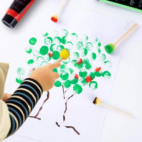 Miniatura 6 de 24 esponjas de pintura para niños, pinceles de esponja redondos de varios tamaños para pintar, pinceles de espuma para pintar, herramientas