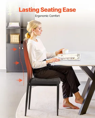 Miniatura 2 de VEVOR Juego de 4 sillas de acento modernas de comedor, sillas laterales tapizadas de cuero para sala de estar, silla de cocina que ahorra espacio