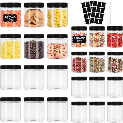 Miniatura 12 de Hajoyful Tarros de plástico con tapas de 6 onzas, 42 recipientes pequeños vacíos para cosméticos, tarros de comida transparentes para regalo, tarros