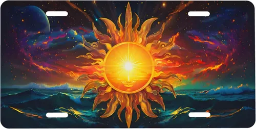 Miniatura 13 de Placa de matrícula frontal Be The Sunshine, placa decorativa de metal de aluminio para automóvil When You Can't Find The Sunshine, cubierta de Sé