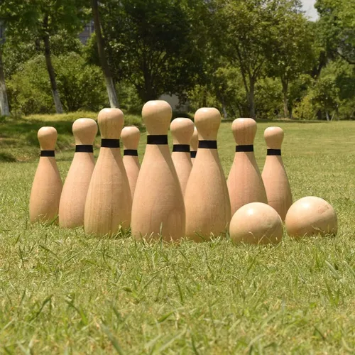 Miniatura 5 de Long game NI-ROU - Juego de bolos de césped gigante para exteriores, conjunto de césped de madera y goma, divertidos juegos deportivos