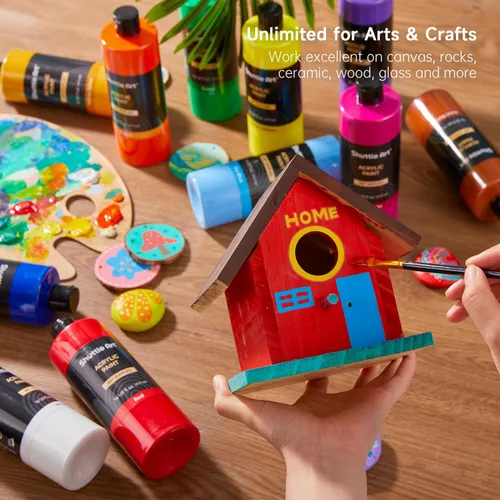 Miniatura 6 de Pintura acrílica Shuttle Art, juego de botellas grandes de pintura acrílica de 15 colores, 473 ml/16 oz cada una, pigmentos ricos, alta viscosidad