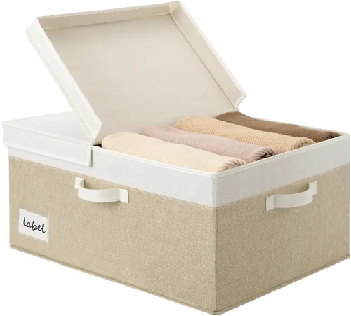 Miniatura 16 de GRANNY SAYS Contenedor de almacenamiento negro con tapa, organizadores de armario de tela y cestas de almacenamiento, caja de almacenamiento extra