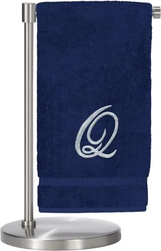 Miniatura 101 de Script R - Toalla de baño con monograma, regalo personalizado, 27 x 54 pulgadas, juego de 1 toalla bordada con texto dorado, 100% algodón turco
