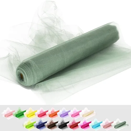 Miniatura 55 de Rollos de tela de tul, 54 pulgadas por 10 yardas (30 pies), cinta de tul para decoración de fiestas de boda, rollo de tela transparente en bobina